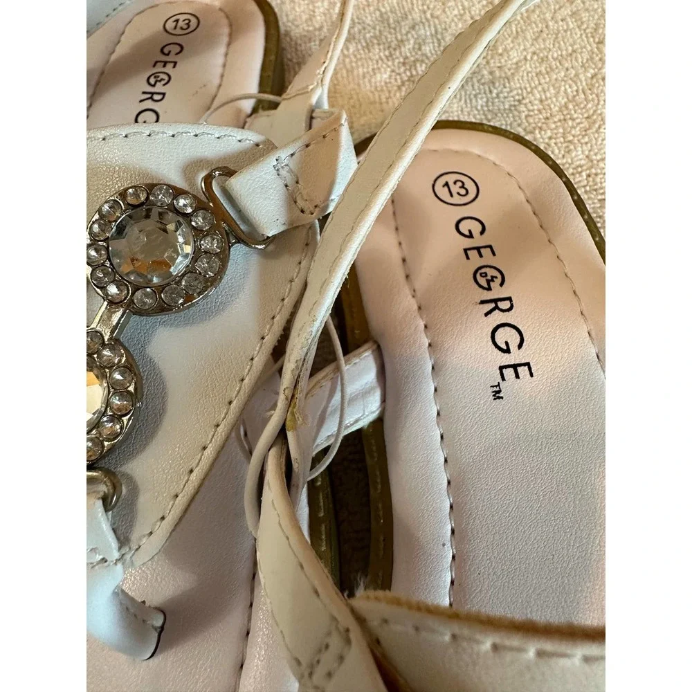 NWT, George Girl's Size 13 White Sandal